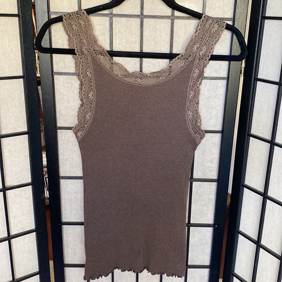Banana Republic Brown Ribbed/lace Tank Sz Med NWOT - Picture 6 of 6